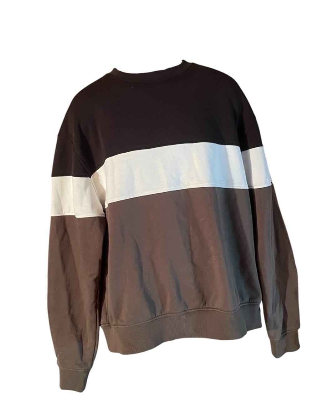 Denim & Flower Men's Black, White, Brown Colorblock Crewneck